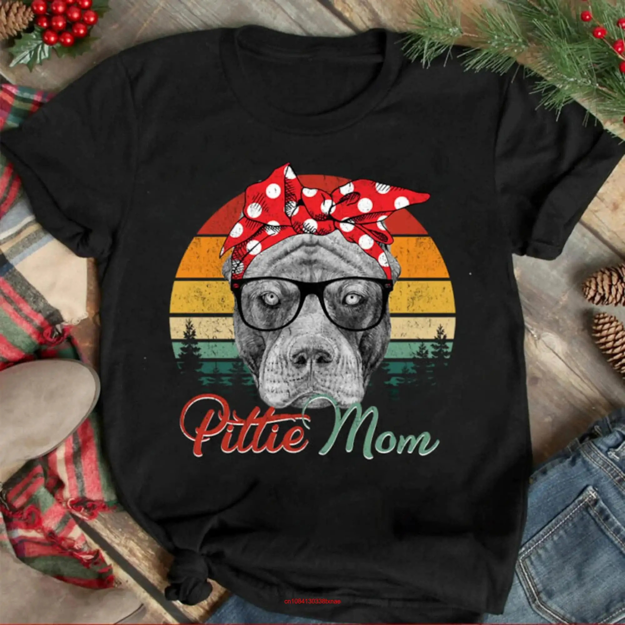 Футболка Pittie Mom с длинным или коротким рукавом, собака для любимого мамы, питбуля