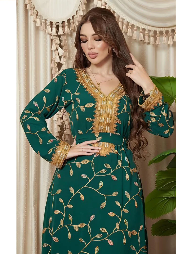 Autumn Muslim Dress for Women Jalabiya Abaya Embroidery Party Vestidos Mujer Ramadan Long Dresses Woman Robe Morocco Caftan 2023