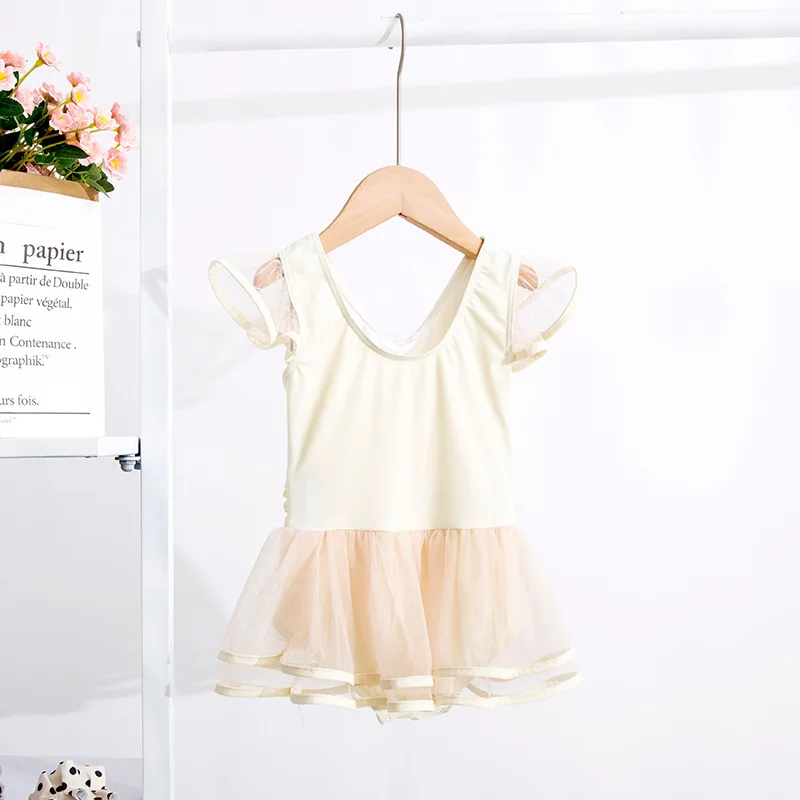 Children's Swimsuit Girl's One-piece Cute Solid Color Princess Skirt Swimsuit Hot Spring Beach Girl Gauze Skirt