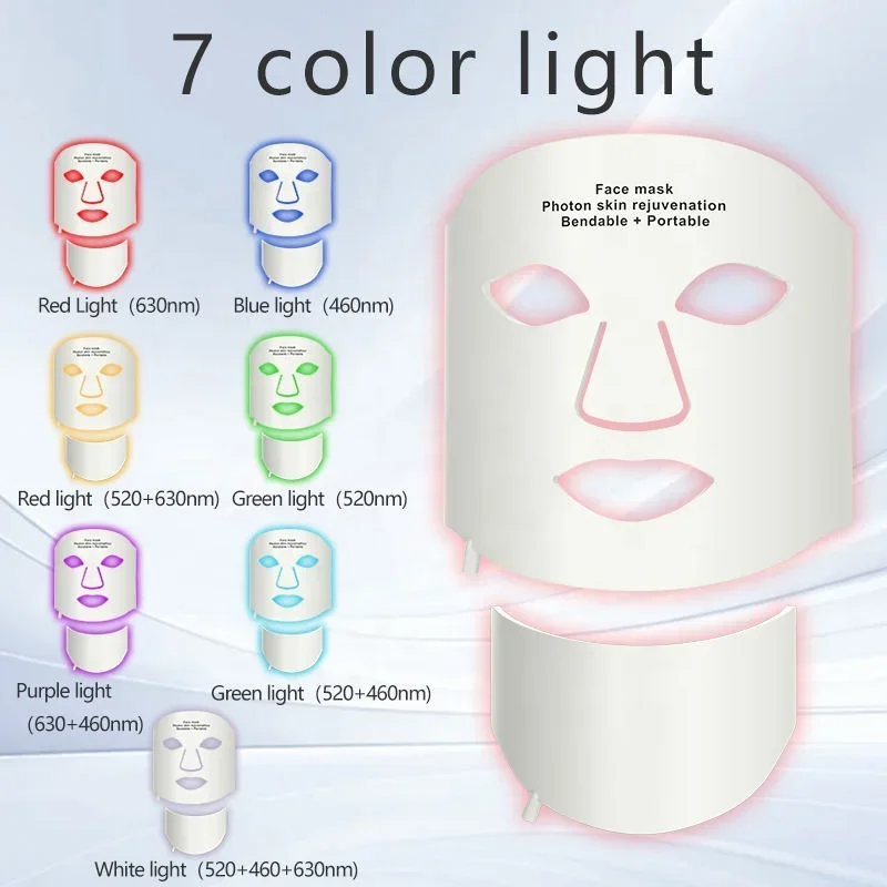 LED Facial Mask Light Therapy 7 Colors Skin Tightening LED Facial Light Therapy Mask