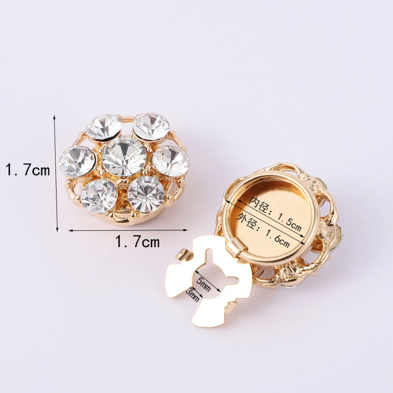New Rhinestone Cufflinks for Women Shirt Button Crystal Cuff Links Fashion Luxulry Jewelry DIY Decoration Clothes Accessories
