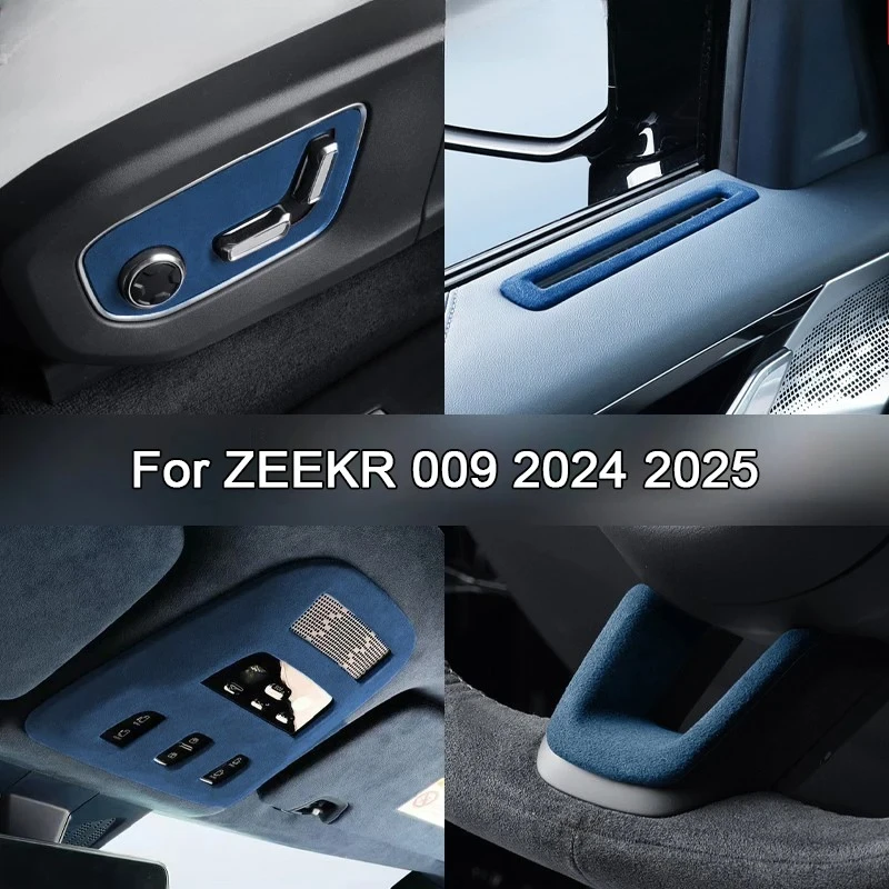 For ZEEKR 009 2024 2025 Super Suede A-pillar Horn Cover Wireless Charging Pad Window Lift Panel Air Outlet Frame Car Accessories