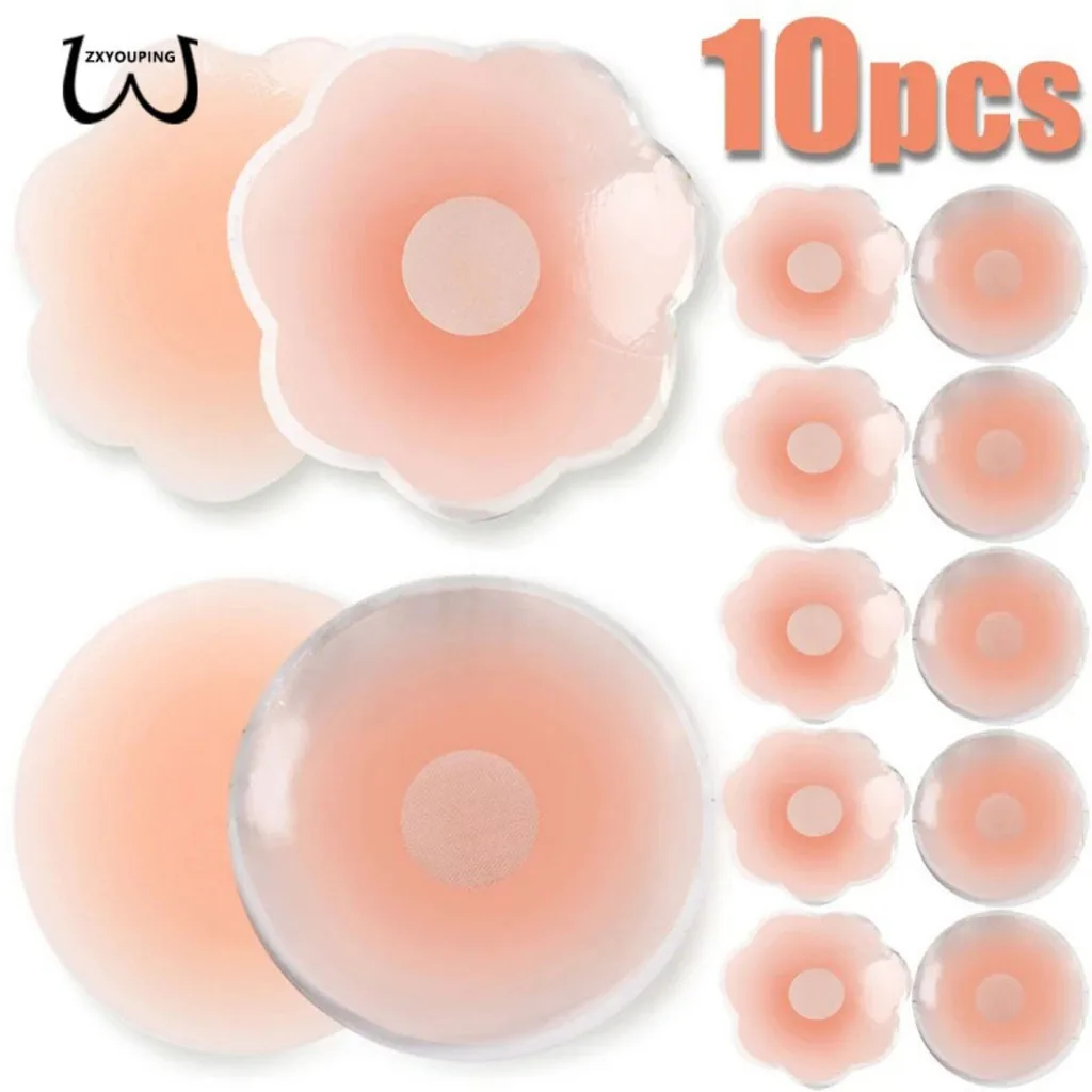 

10PCS/5pair Women Silicone Nipple Covers Bra Pad Breast Pads with Box，Nipple Tape Chest Stickers Sexy for Breasts Wome