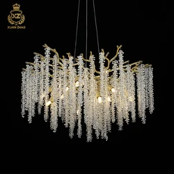 XUANZHAO Light Luxury Crystal Living Room Chandelier Villa Hall Restaurant Handmade Branch Art Lamp