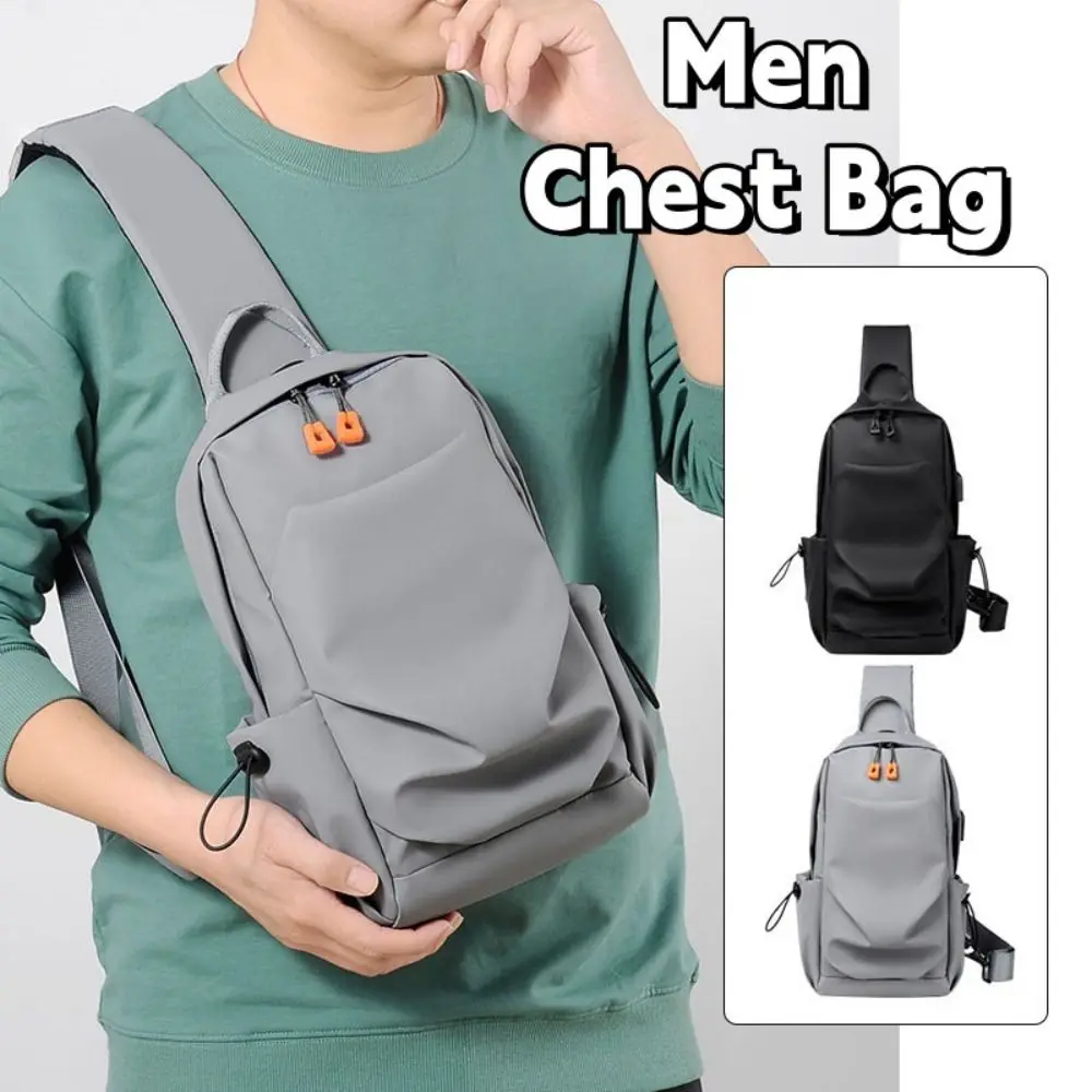 

Breathable Men's Chest Bag Usb Charged Adjustable Strap Outdoor Shoulder Bag Large Capacity Minimalist Sports Sling Bag Boys