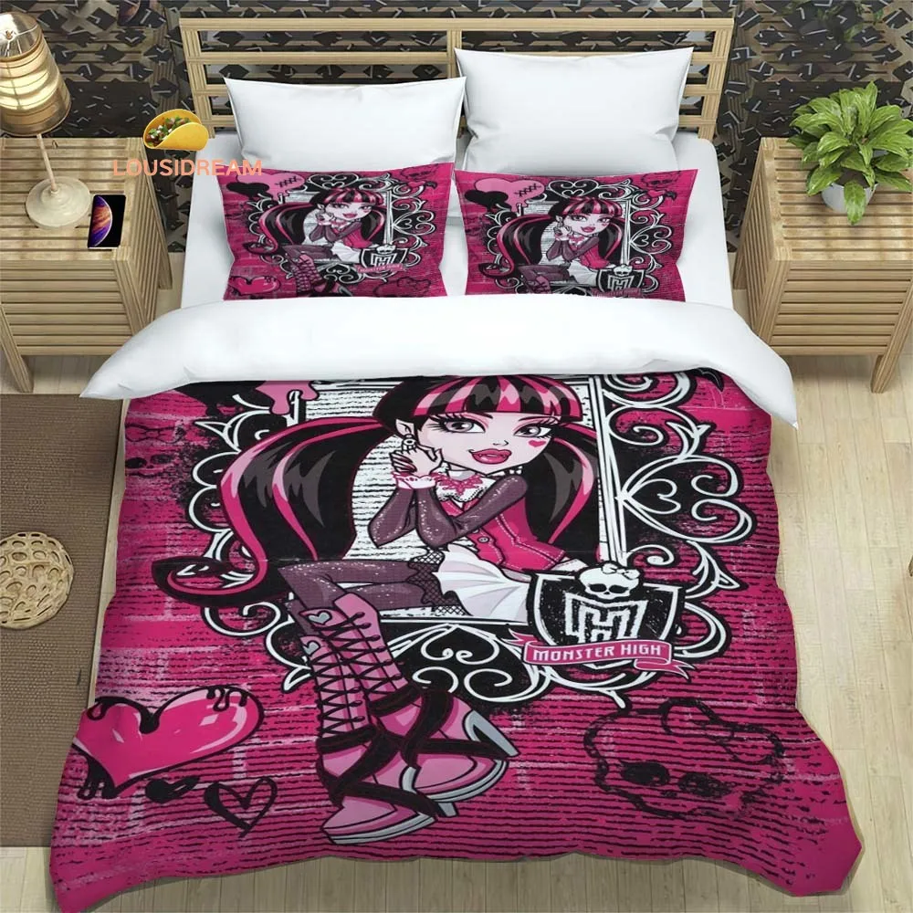 Monster High The Movie Sheets Quilt Covers Bedding Dormitory Sheets Three-piece Bedding Set Three-piece Soft Warm Bedding Set