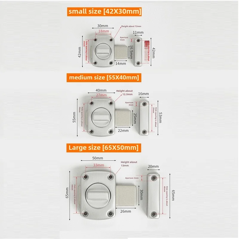 1PCS Home Security Latch Rotate Bolt Latch Gate Latches Door Slide Lock Twist Rotating Barrel Lock For Bathroom Toilet Door Lock