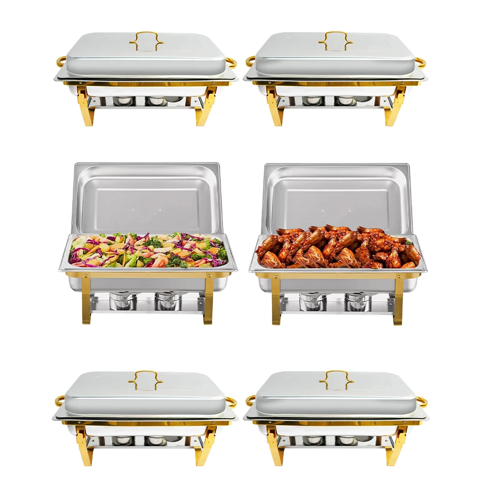 RVS 316 Chafing Dish Buffetset Rechthoekig Semi-Verguld Schotels Warmhouders voor Hotel Catering, Feesten Bruiloften