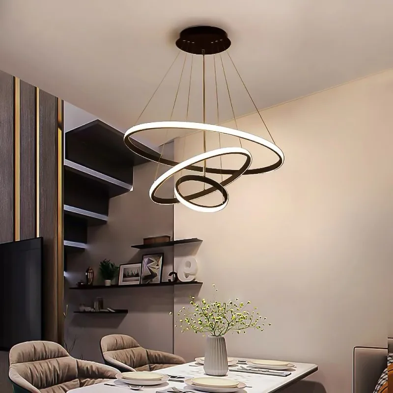 Modern Minimalist Restaurant Metal Pendant Lights Foyer Bedrooms Villa Table Chandeliers Home Decoration Fixture Metallic Luster