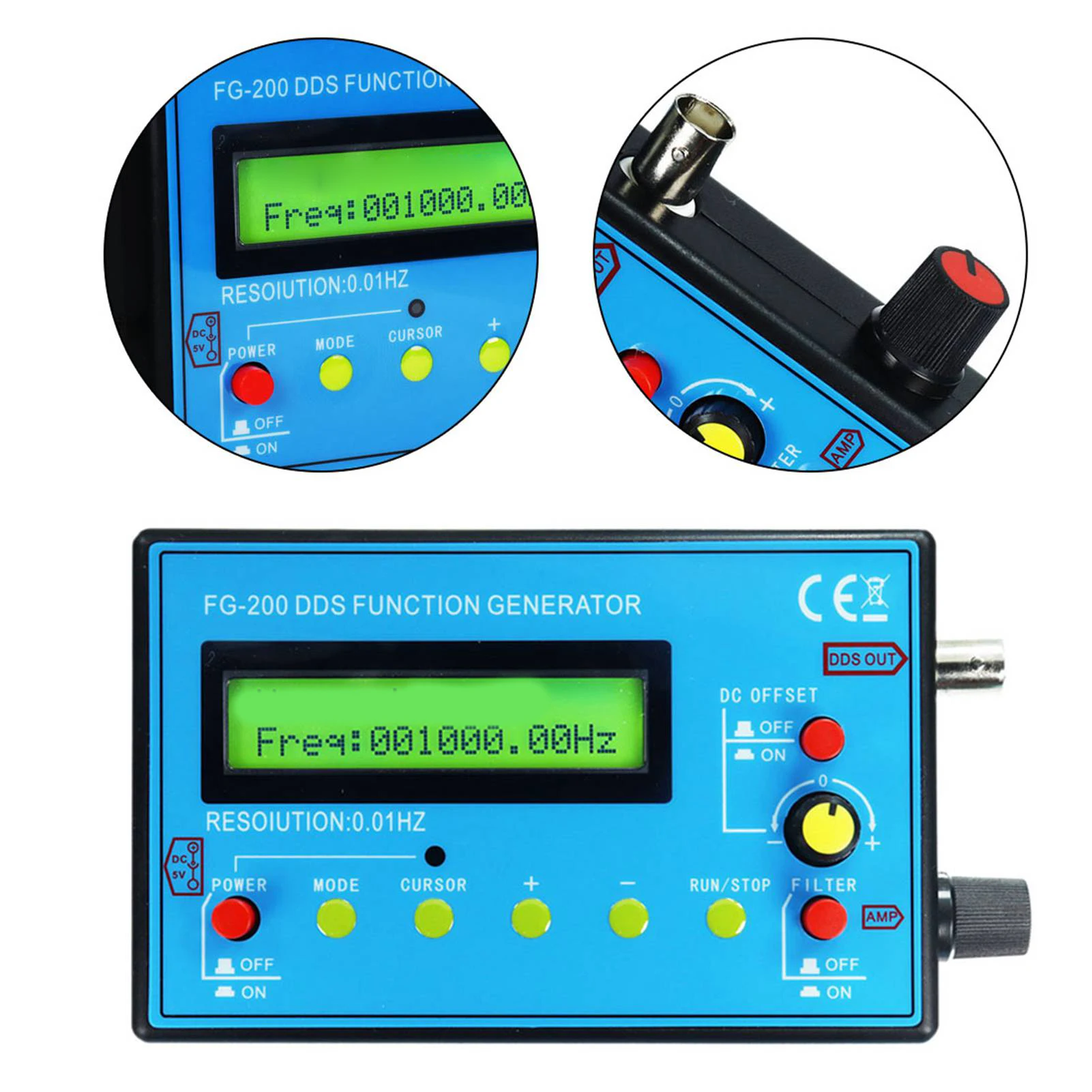 Generador de señales DDS, frecuencia estable de 0,01 Hz a 500 kHz, módulo de fuente de señal versátil para pruebas y depuración de circuitos electrónicos