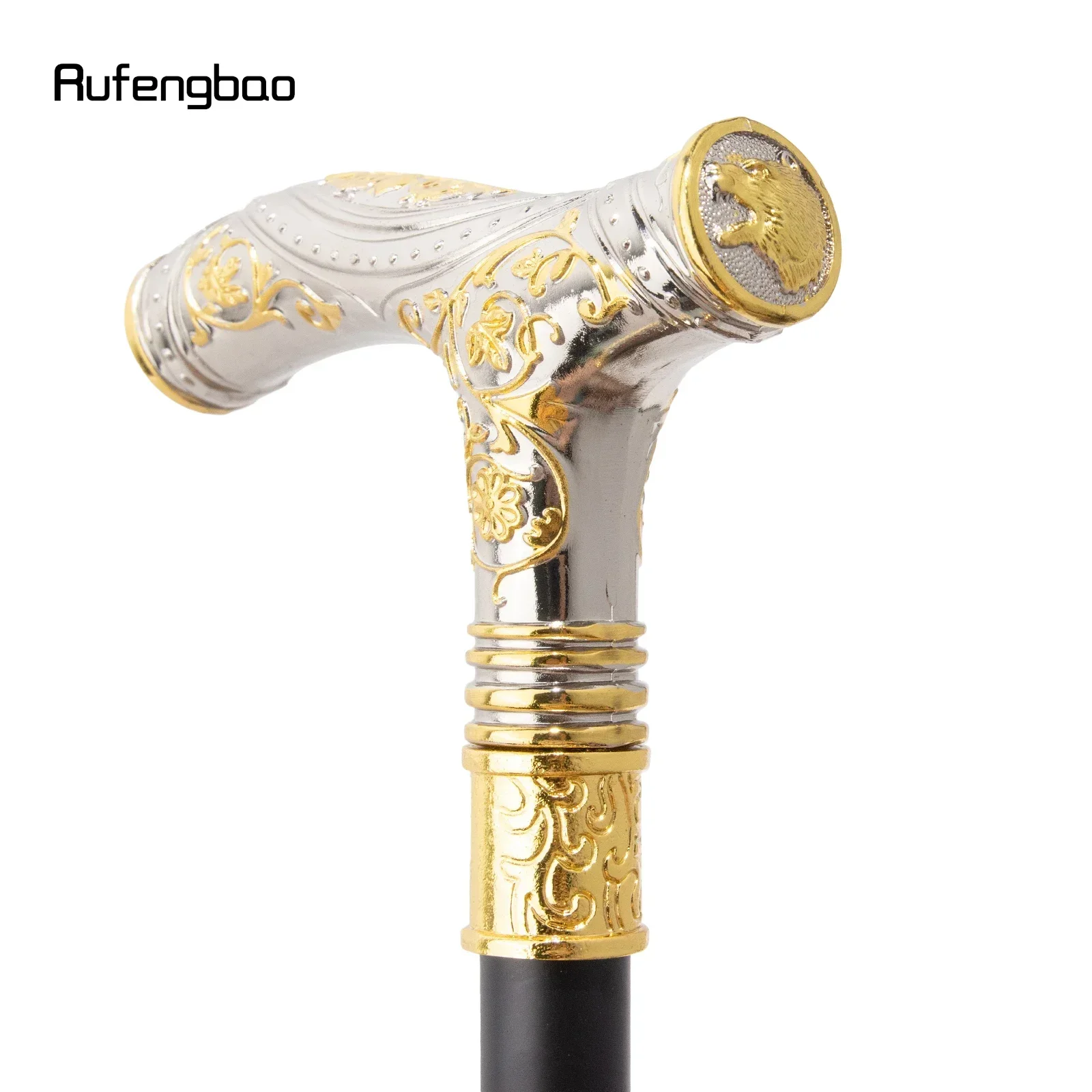 ไม้เท้าหรูหราสีขาวทอง ลายหมี ไม้เท้าแฟชั่นตกแต่ง ไม้เท้าสำหรับสุภาพบุรุษ ใช้แสดงบนเวที ความยาว 93 ซม.