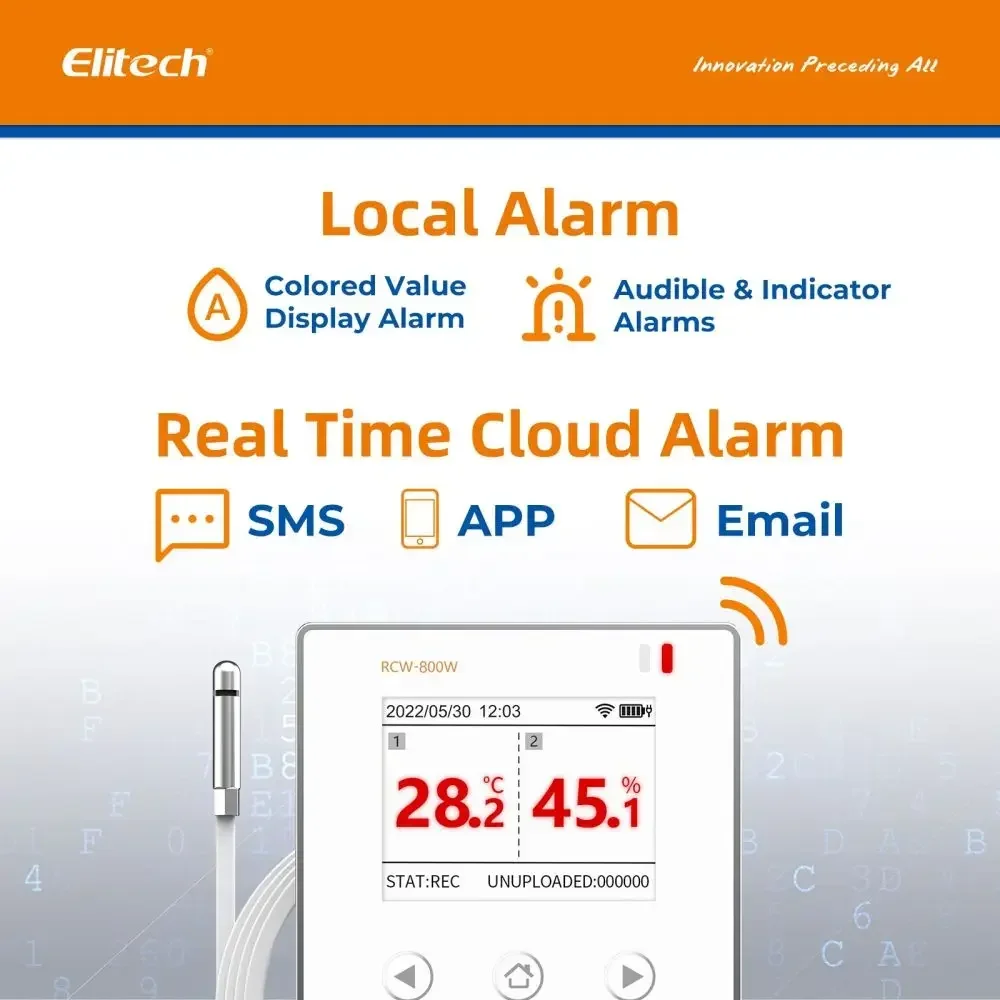 Elitech Wireless Remote Monitor RCW-800W-THE Temperature Humidity Data Logger WiFi Recorder With Cloud Storage