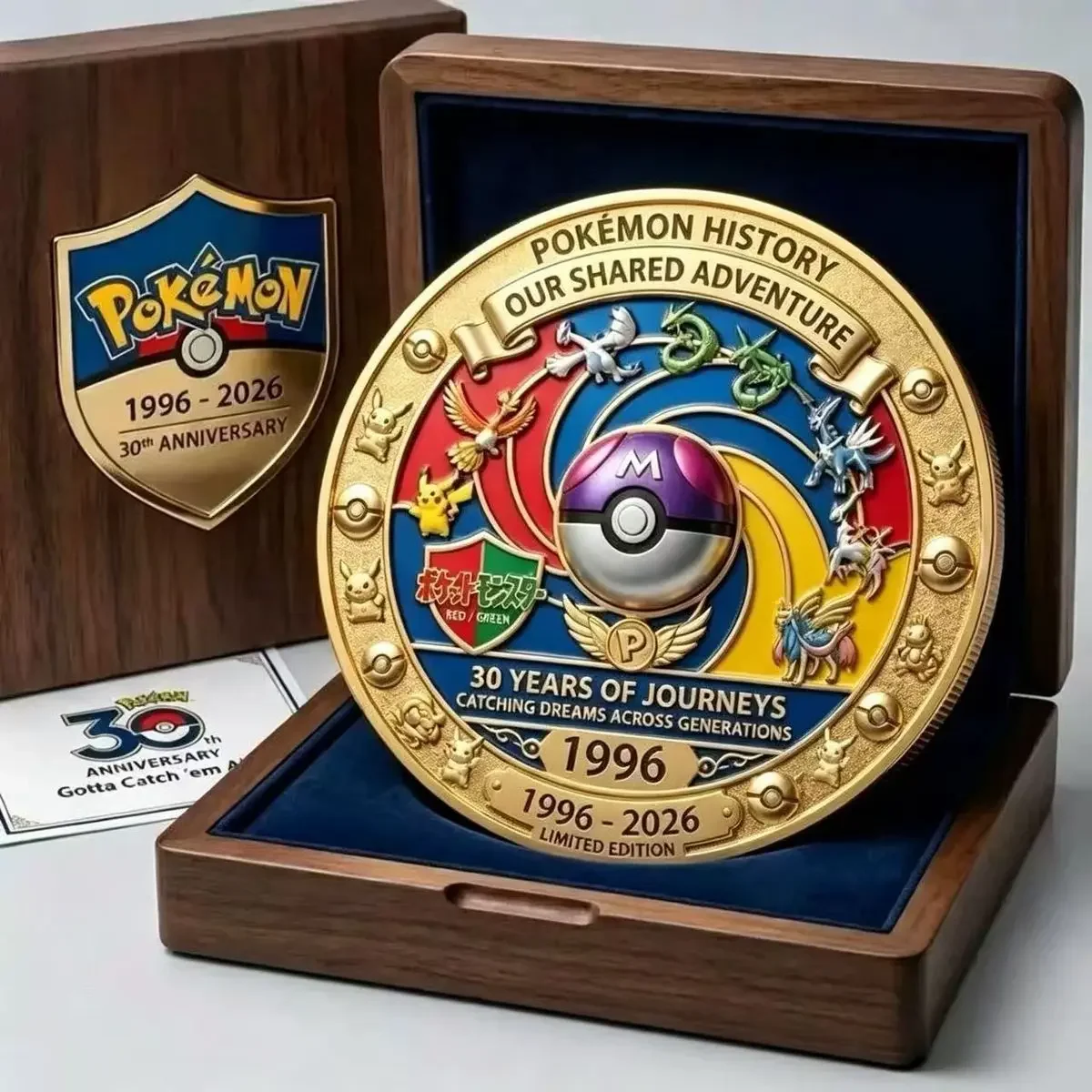 Pokémon 30th Anniversary Commemorative Coin Collectible 1996-2026 Pokémon Memorial Chapter Day Gift  Desk decoration@
