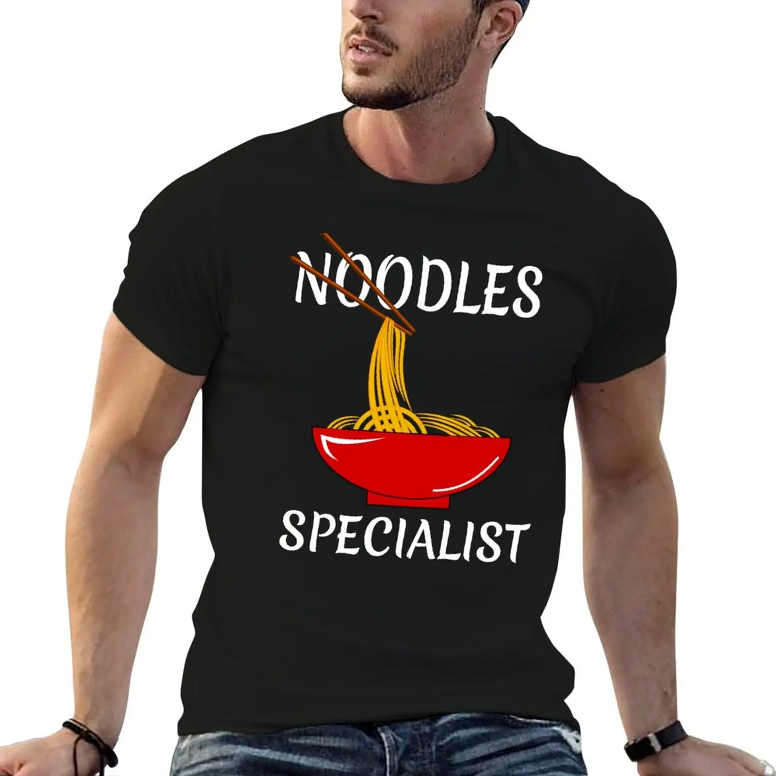 Noodles Specialist Design, Funny Red Bowl Ramen Kawaii Gift T-Shirt rapper graphic tees anime cotton t shirt men