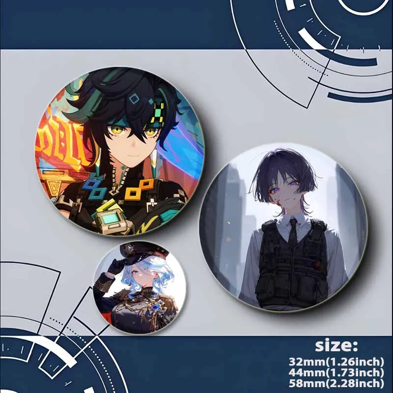 Hot Game Anime Button Pins Genshin Impact Cartoon Badge Round DIY Creative Brooches for Backpack Jewelry Accessories Gifts