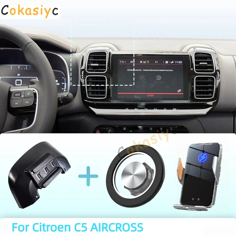 Suporte Magnético para Telefone para Citroen C5 AIRCROSS 2017-2021 2022 2023 com Carregamento Sem Fio e Liberação com Um Toque Qi