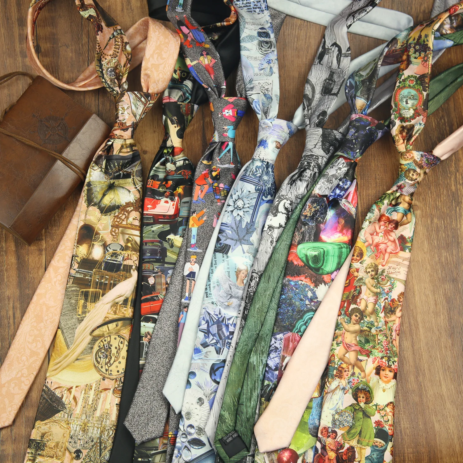 새로운 고급스러운 독창적인 디자인 넥타이 8cm 폭 실키 넥타이 남성용 고양이 팬더 프린트 넥타이 캐주얼 데일리 셔츠 정장 액세서리