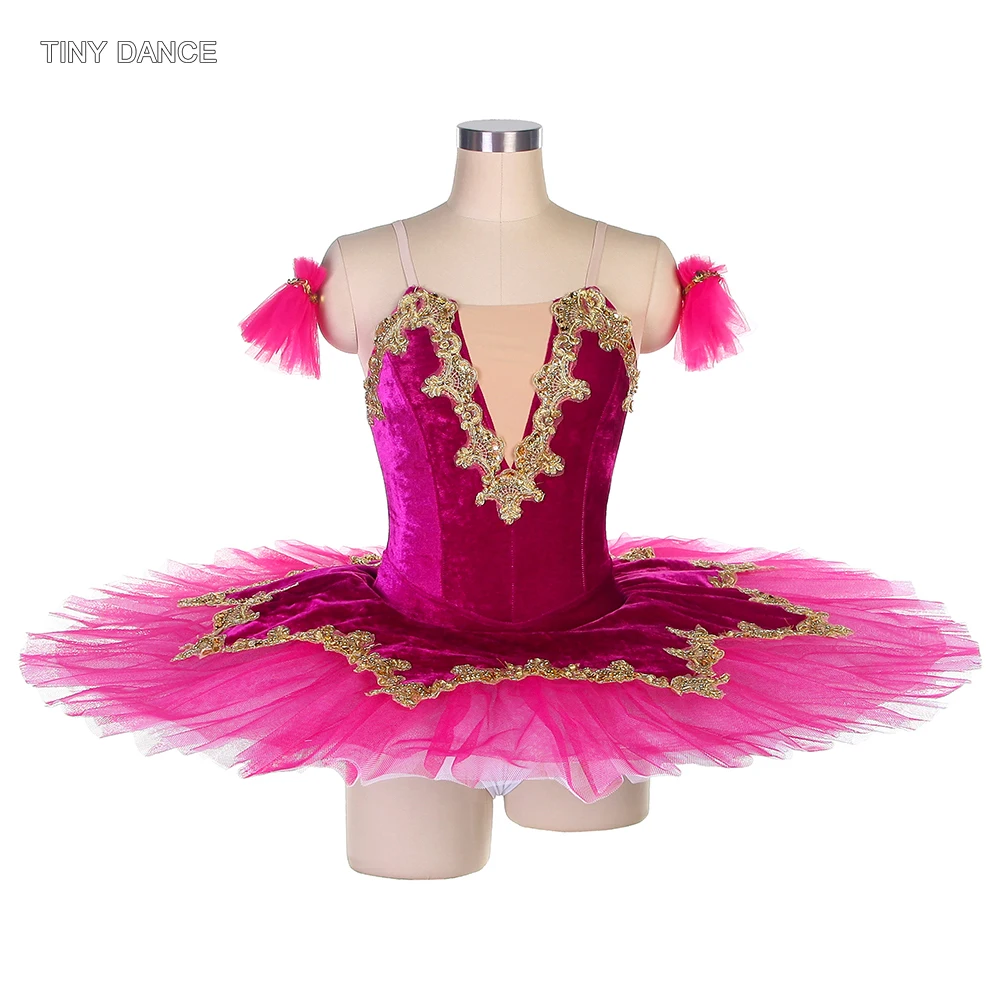 

Stretch Velvet Bodice and Pleated Tutu Professional Ballet Dance Costume Pancake Tutu Ballerina Dance Performance Dresses