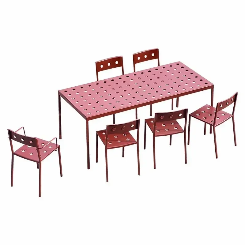 Outdoor metal table and chair combination milk tea shop cafe outdoor open-air dining table and chair courtyard garden leisure ca