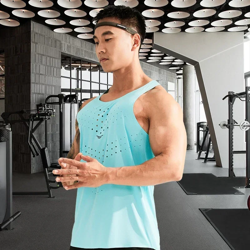 

Men Marathon Running Sports Tank Athlete Track Field Singlet Fitness Cool Summer Top Gym Muscle Fit Sleeveless T-Shirt Jogging