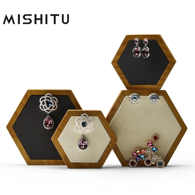 

MISHITU 2 Pcs /Set Rhombus Jewelry Display Stand Necklace Earrings Bracelet Holder Organizer for Jewelry Showcase Decor Tray