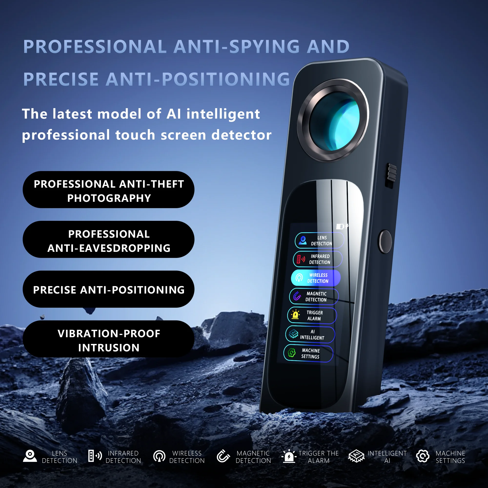 Multi-functional RF Signal Detector AI Intelligent Anti-eavesdropping Device GPS Locator Detector Hidden Camera Infrared Scanner