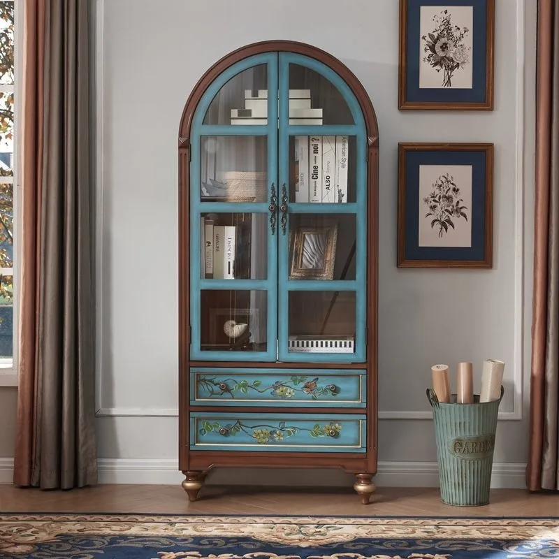 American book wine cabinet, solid wood with glass side cabinet