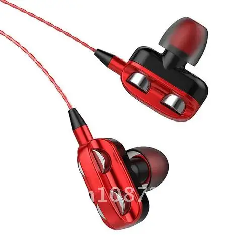 

1PCS Dual Drivers Sports Earphones 4 Units Heavy Bass HiFi Music Earpiece Universal 3.5mm In-ear Wired Earphones