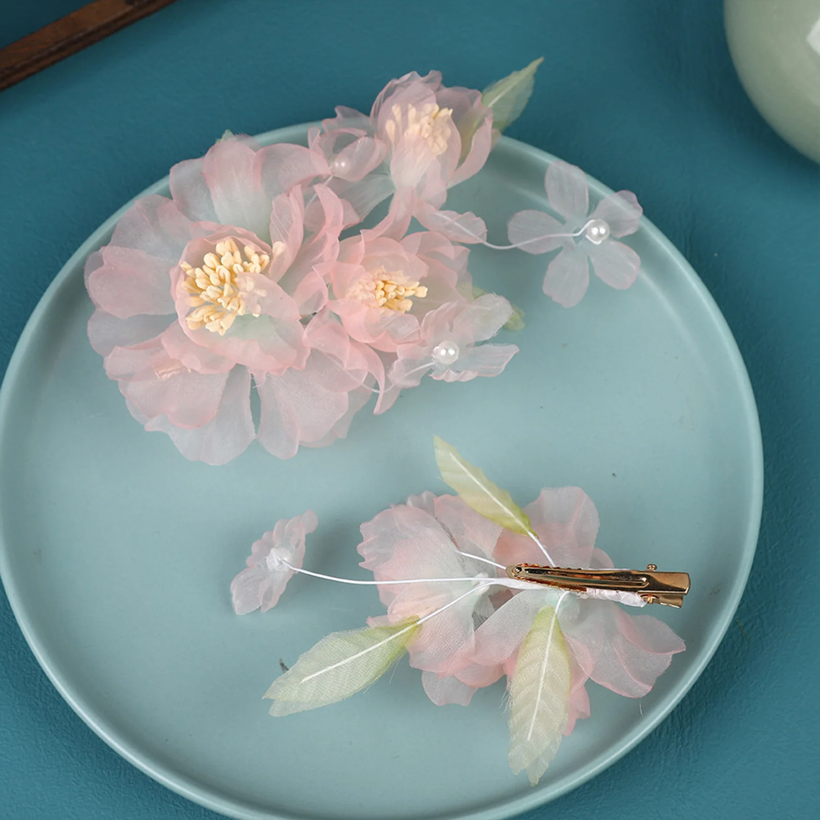 

Chinese Style Hair Clips Hairpin For Women Flower Barrette Wedding Hair Clips Pink Flower Hairpin Headpiece Party Jewelry