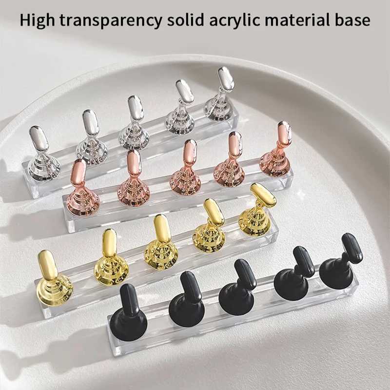 5/10 Pcs Magnetic Nail Stand Press On Nails Display Fake Nail Tips Practice Holder Beginner DIY Manicure Tool