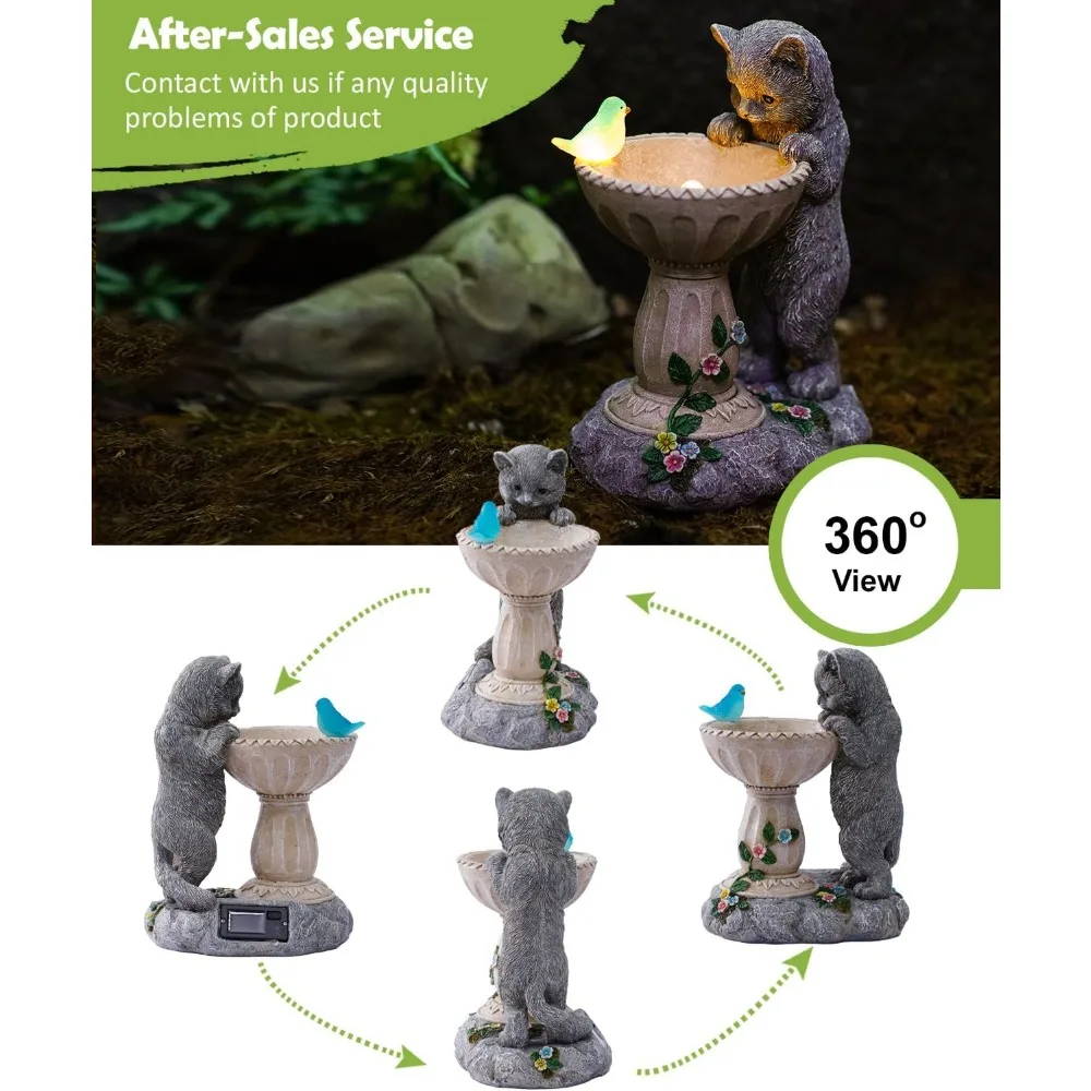 ソーラーキャットガーデンスタチュー：庭、ポーチ、バルコニーの屋外装飾 - 女性や家族へのギフトに最適