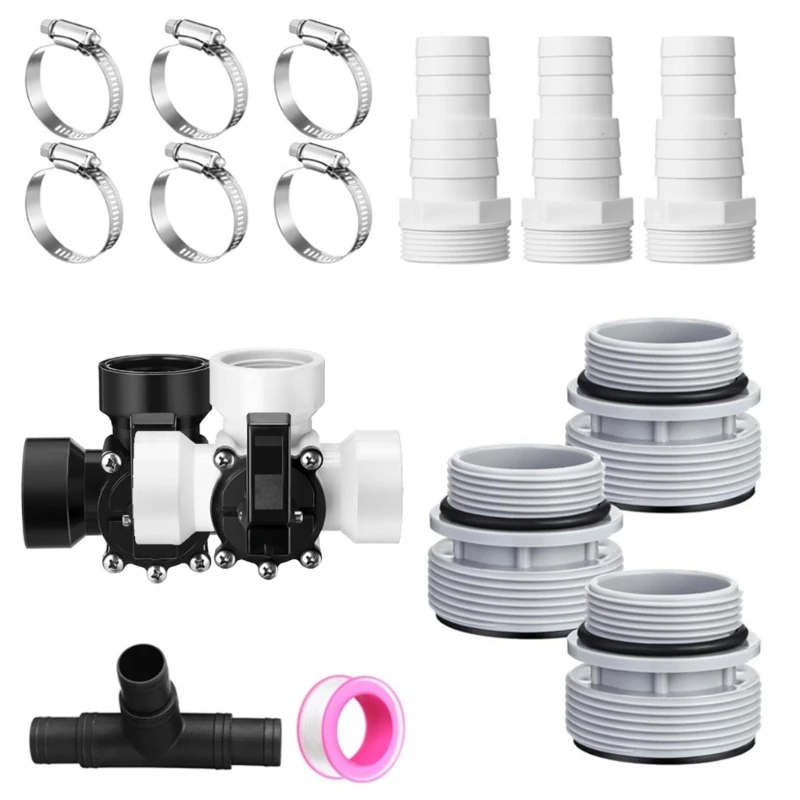 

Hose Adapters Filter Port Conversion Set Seal Rings and Clamps for Pool Repair Dropship