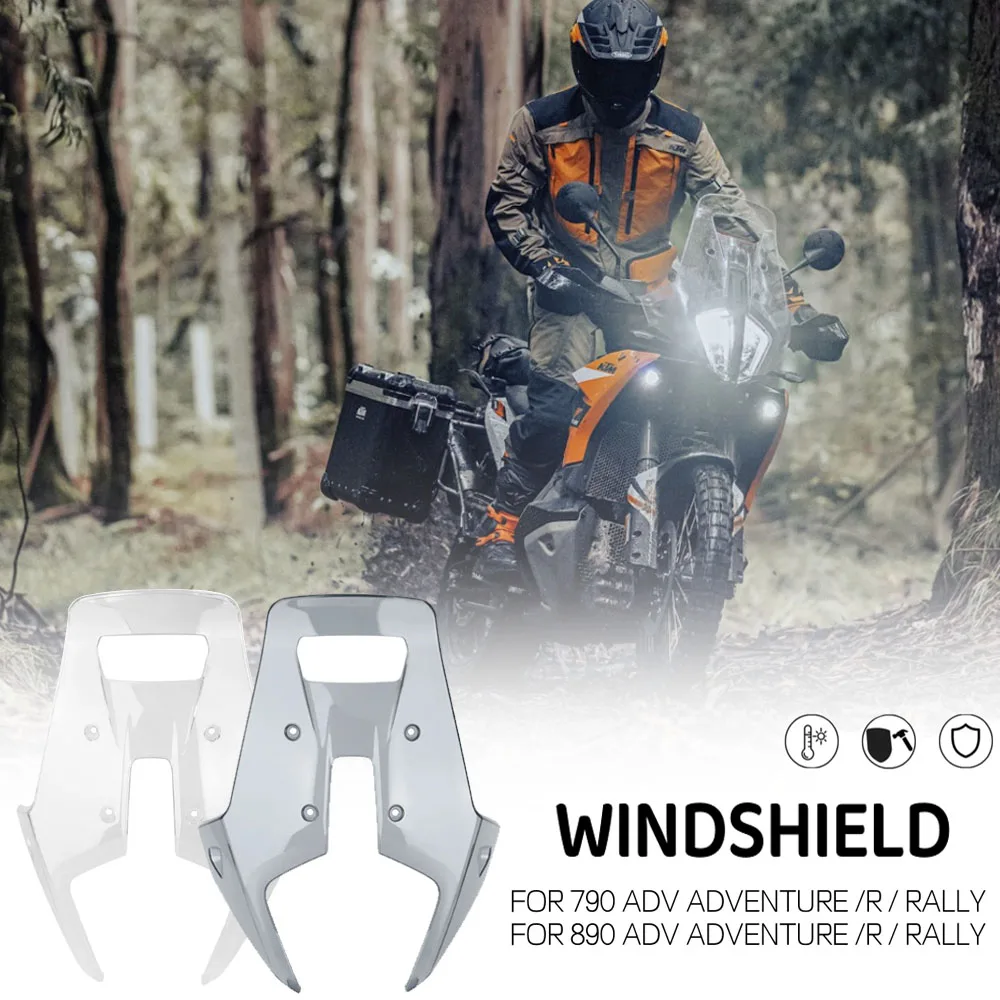 For 890 790 ADV Adventure R Rally 2023 2024 Motorcycle Acrylic Rally Windshield Wind Deflector Screen Shield Windscreen Visor