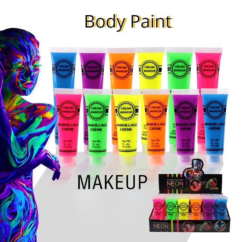 1pc Body Painting New Colorful Makeup Face Halloween Environmental Intense Neon Face Beauty Body Paint Dance Party Festival Rave