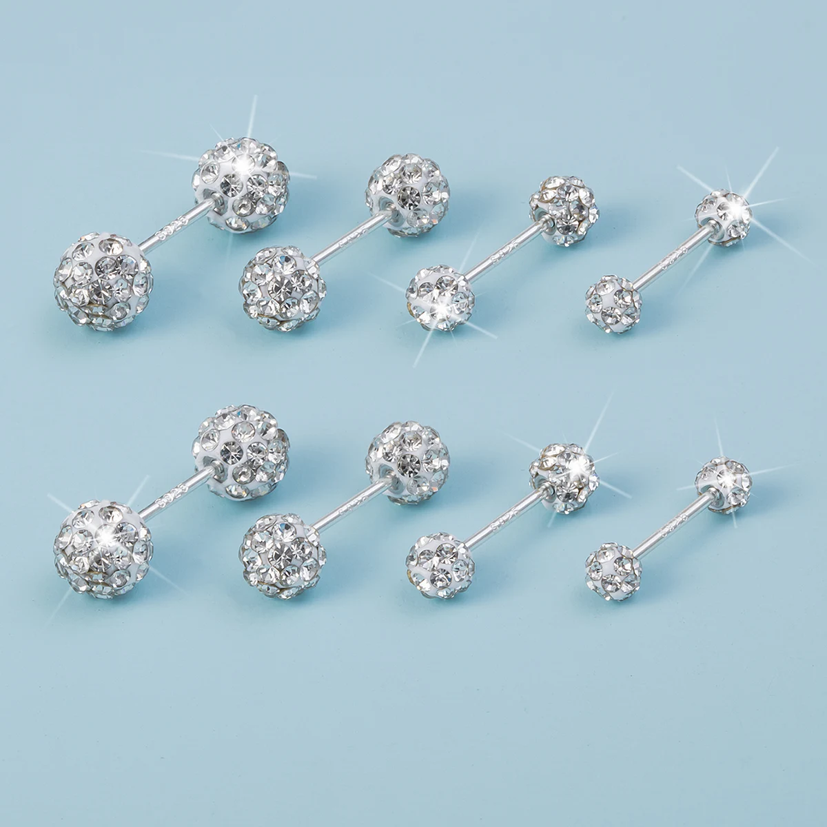 1 Pair Crystal Disco Ball Stud Earrings Cartilage Tragus Daith Helix Conch Piercing Ear Stud Accessory Fashion Jewelry Gift 20G