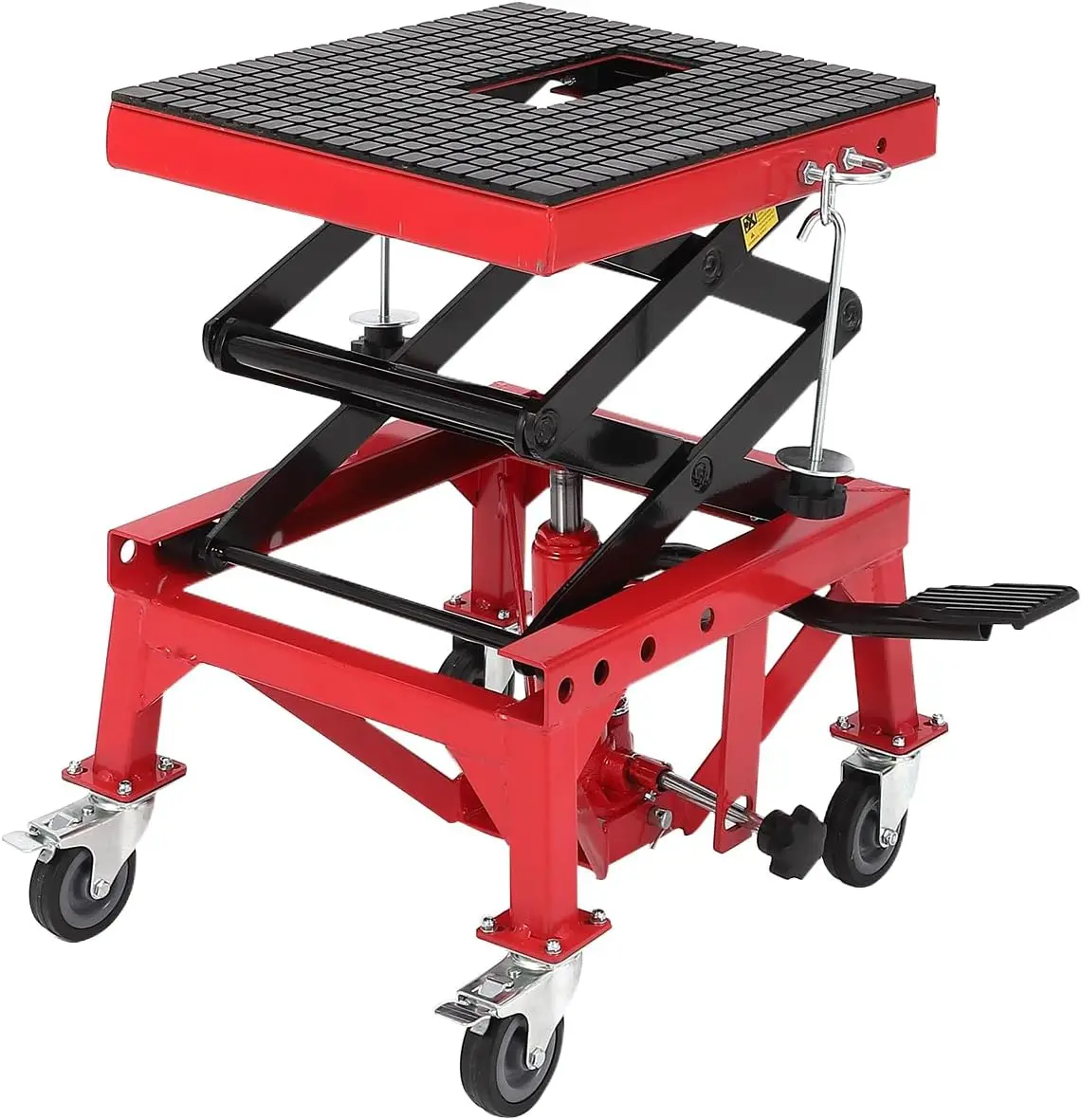

350 Lbs Heavy Duty Hydraulic Motorcycle Lift Jack Table, Scissor Lift Stand Foot Operated ATV Dirt Bike Scissor Stand with 4 Whe
