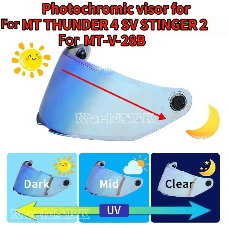 Helmvisier für MT THUNDER 4 SV STINGER 2 für MT-V-28B Ersatz-Helmvisier Brille Schutzbrille Bildschirm Helmteil Zubehör – Detail 4