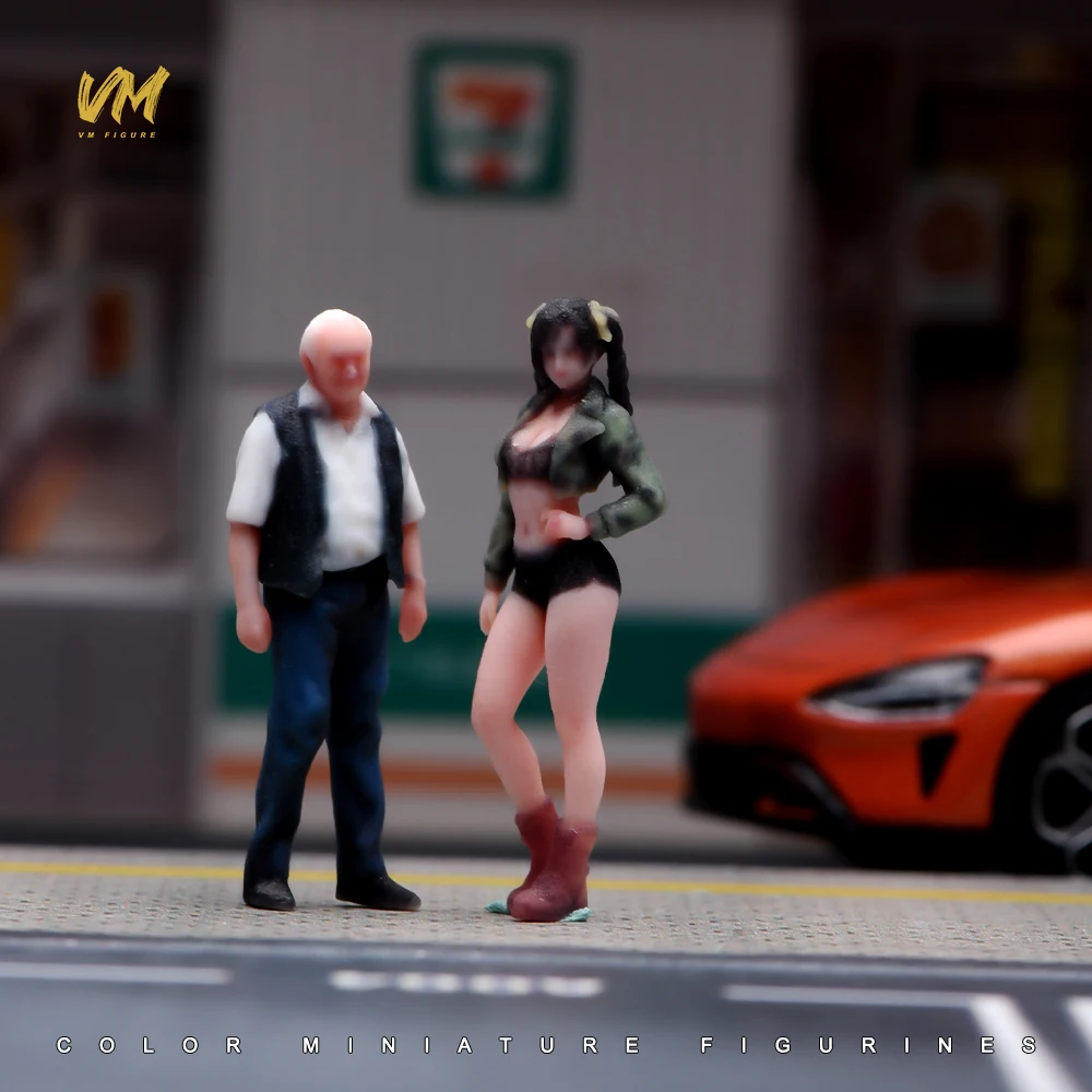 1/64 1/43 1/24 1/18 Scale A Female with a Workwear Style Twin Ponytail 3D Print Scene Props Figures Model For Cars Vehicles Toys