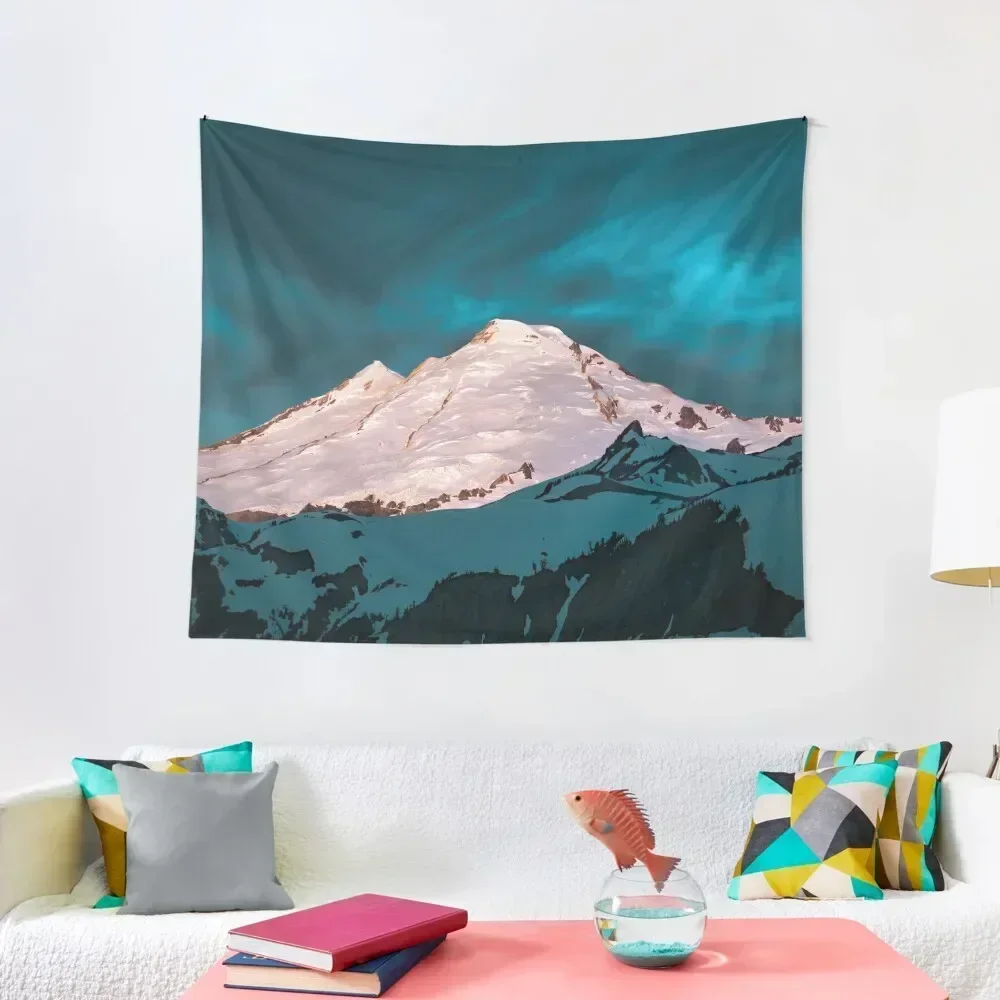 

Turquoise Mount Baker Washington - Blue Cascade Mountains Tapestry Decoration For Rooms Outdoor Decoration Tapestry