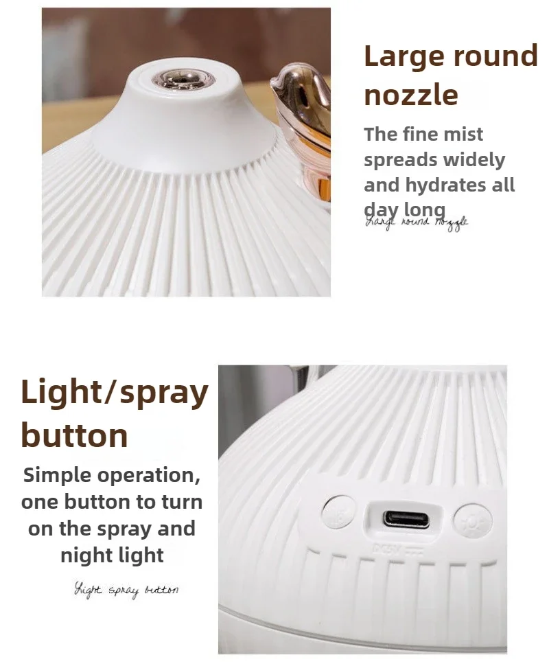 High Quality 300ml Small Onion Humidifier Small Household Mist Humidifier Simple Atmosphere with Night Light USB Interface