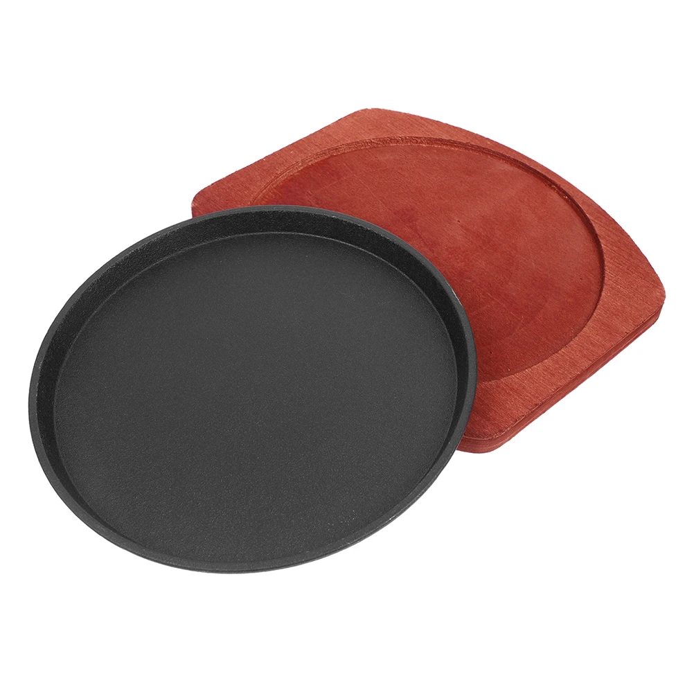 

Cast Iron Grill Plate Thickened Nonstick Round Home Use Essential Cooking Pan Sizzling Steak Meals Kitchen Barware