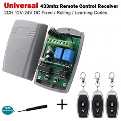 433MHz Universal Wireless Remote Control AC DC 7-32V 220V 2CH Rf Relay Receiver and Transmitter for Garage Door and Gate Control