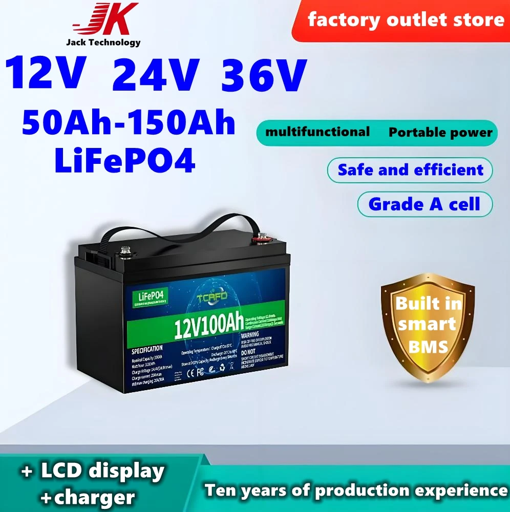 

4S LiFePO4 12 В 24 В 36 В 50 Ач 60 Ач 100 Ач 120 Ач 130 Ач 150 Ач Аккумулятор для солнечной системы RV Кемпинг Открытая мощность + зарядное устройство