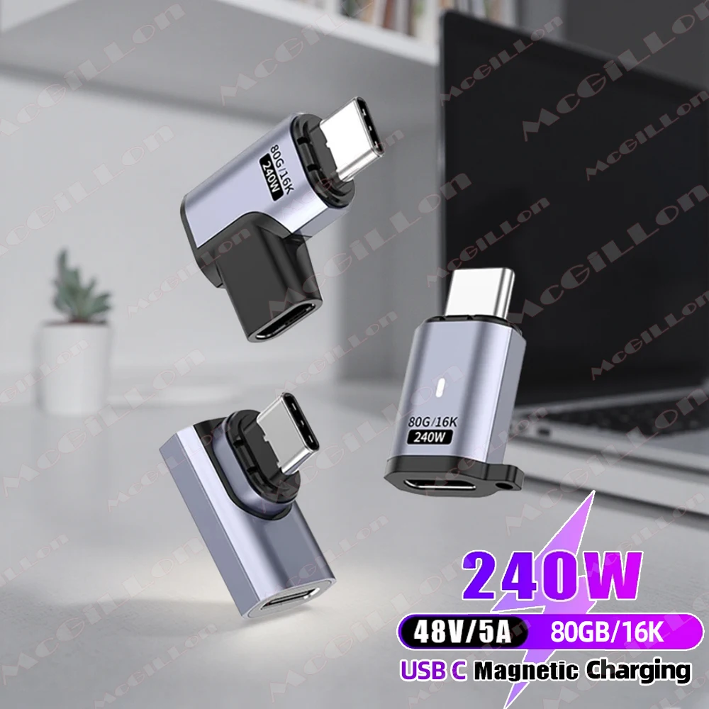 PD240W USB-C auf Typ-C Magnetischer OTG-Adapter 16K@60Hz 80Gbps Schnell-Lade- und Datenkonverter für Macbook iPhone 17 Samsung Notebook