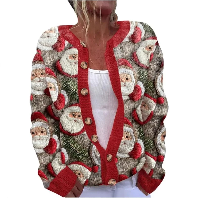 

Осенне-зимний вязаный рождественский кардиган, шерстяной свитер, уличная одежда, женский свитер, вязаный топ, повседневная мода