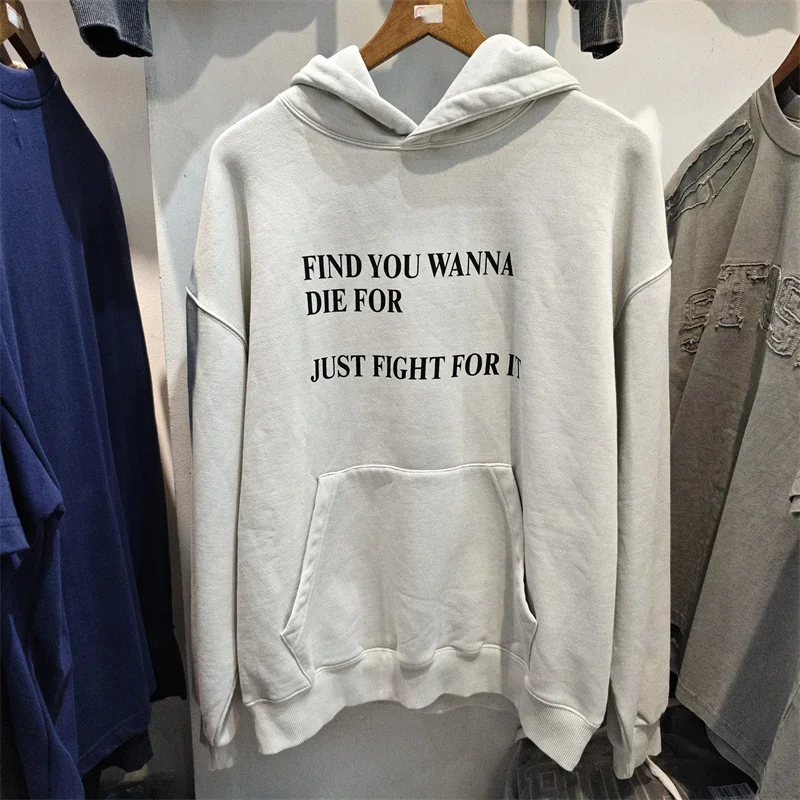 Erd Winter Men's Hoodie Just Fight for It Letter Printed Loose and Loose Casual Sweatshirt