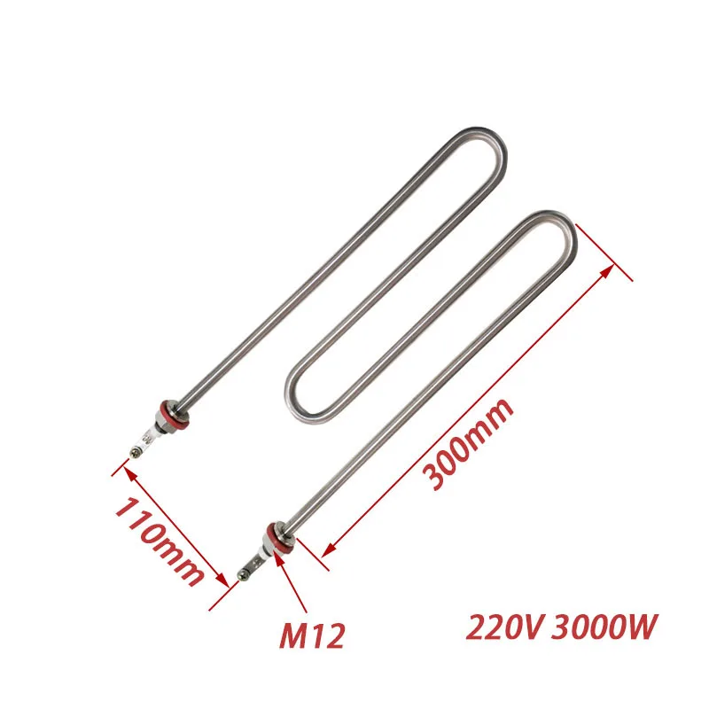 M Shape SUS304 220V/380V Electric Heating Tube M12 Thread Water Heater Immersion Heating Element