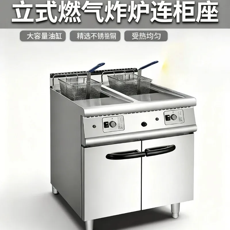 Commercial vertical double-cylinder double-screen fryer, gas, electric large-capacity fryer, catering and kitchen equipment