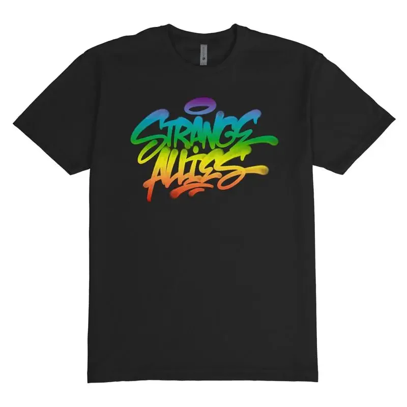 Strange Allies Rainbow Graffiti T Shirt LGBTQ Ally Pride Colorful Friendship Unity Street Art Top