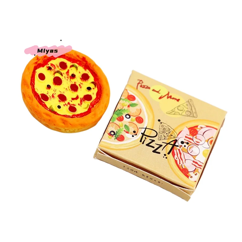 1Set Casa delle bambole in miniatura Pizza con scatola di imballaggio Modello in scala 1/12 Mini cucina Decorazione alimentare Accessori per casa delle bambole per bambini Giocano